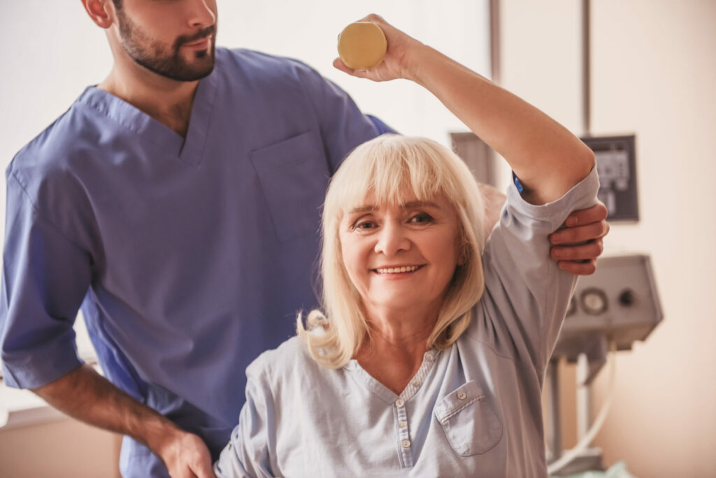 Old woman and doctor